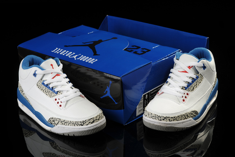 Air Jordan 3 Women Shoes White/Black/Deepskyblue Online